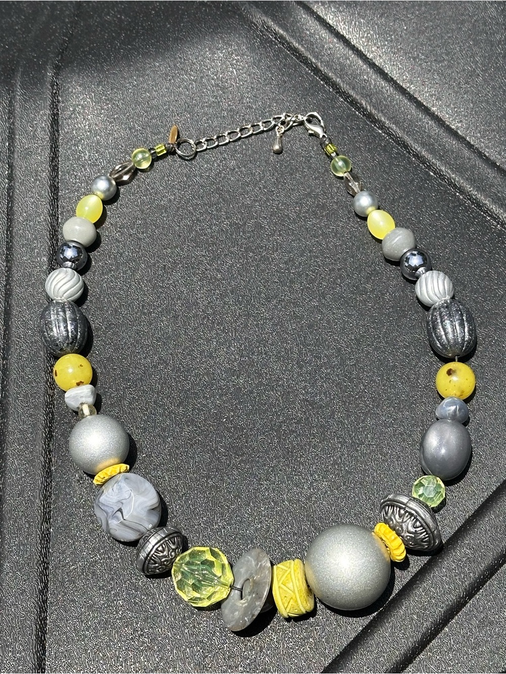Teresa Goodall artisan mixed-media statement boho necklace 10”